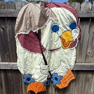 Handmade Cottagecore stitched appliqué quilted duck w/bonnet & umbrella blanket